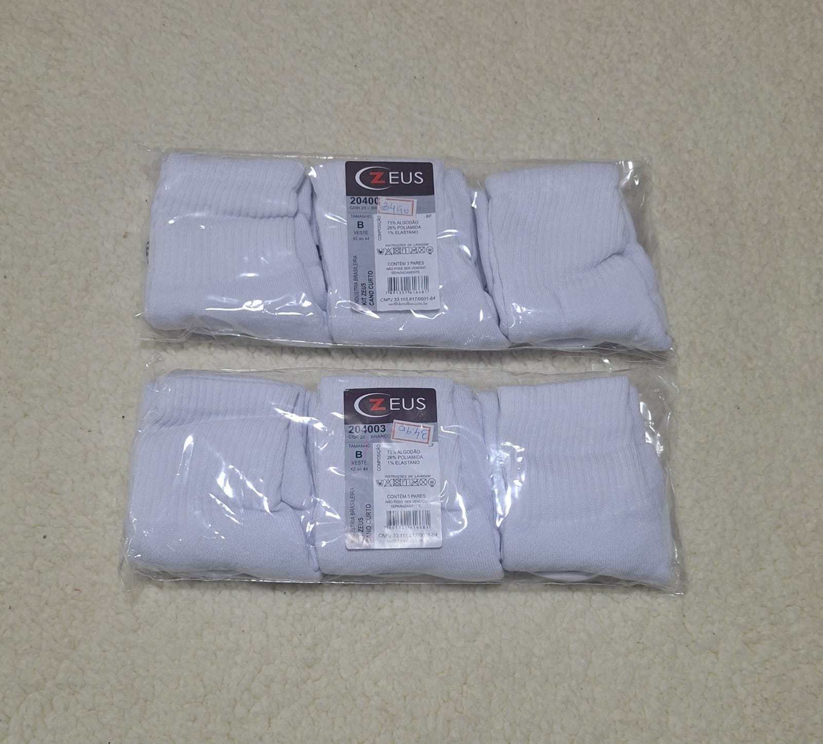 Kit meia Zeus cano curto (3 pares)