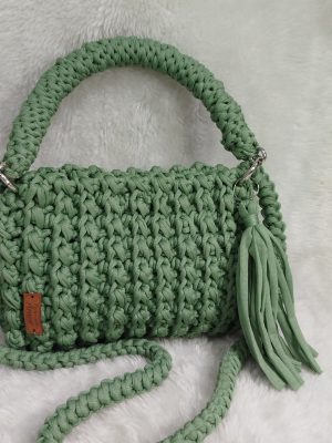 Bolsa fio de malha verde sálvia